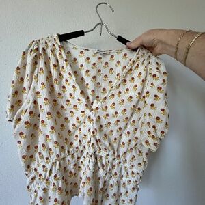 Madewell gauze top with v-neck and gathered waist